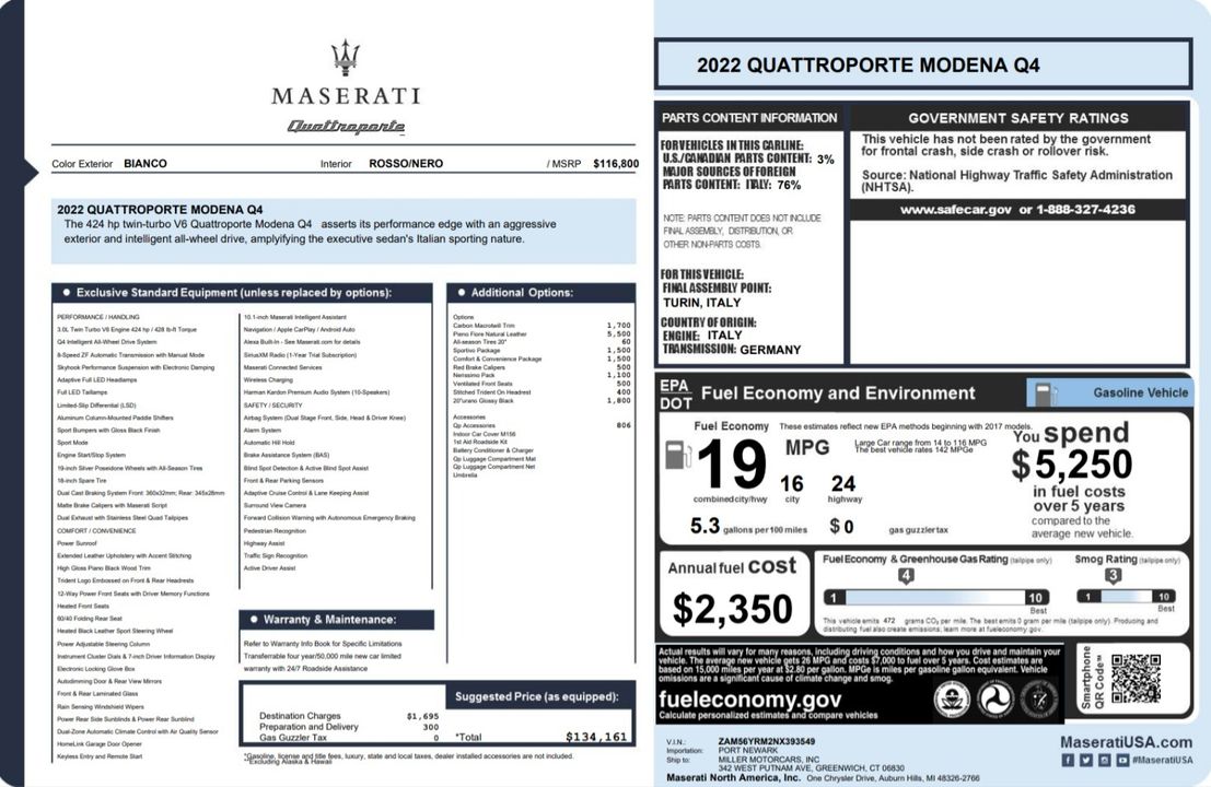 2022 Maserati Quattroporte