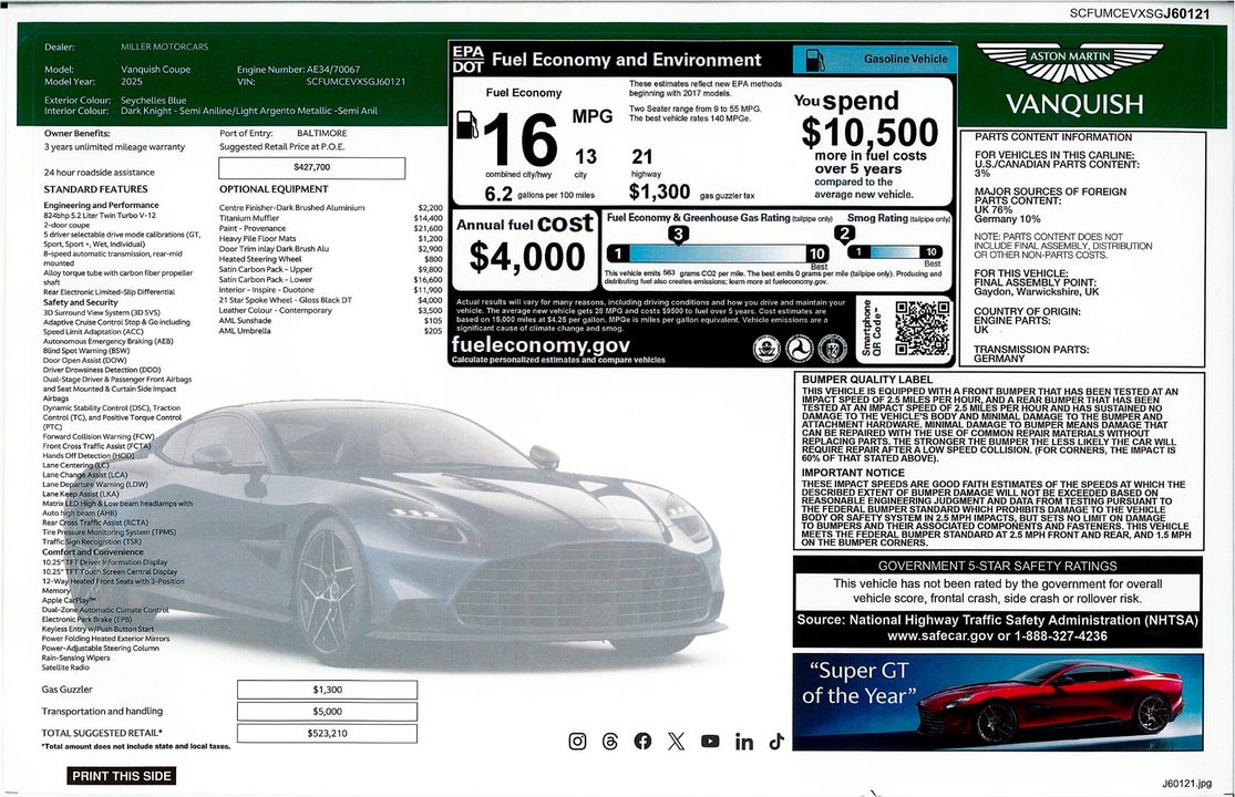2025 Aston Martin Vanquish