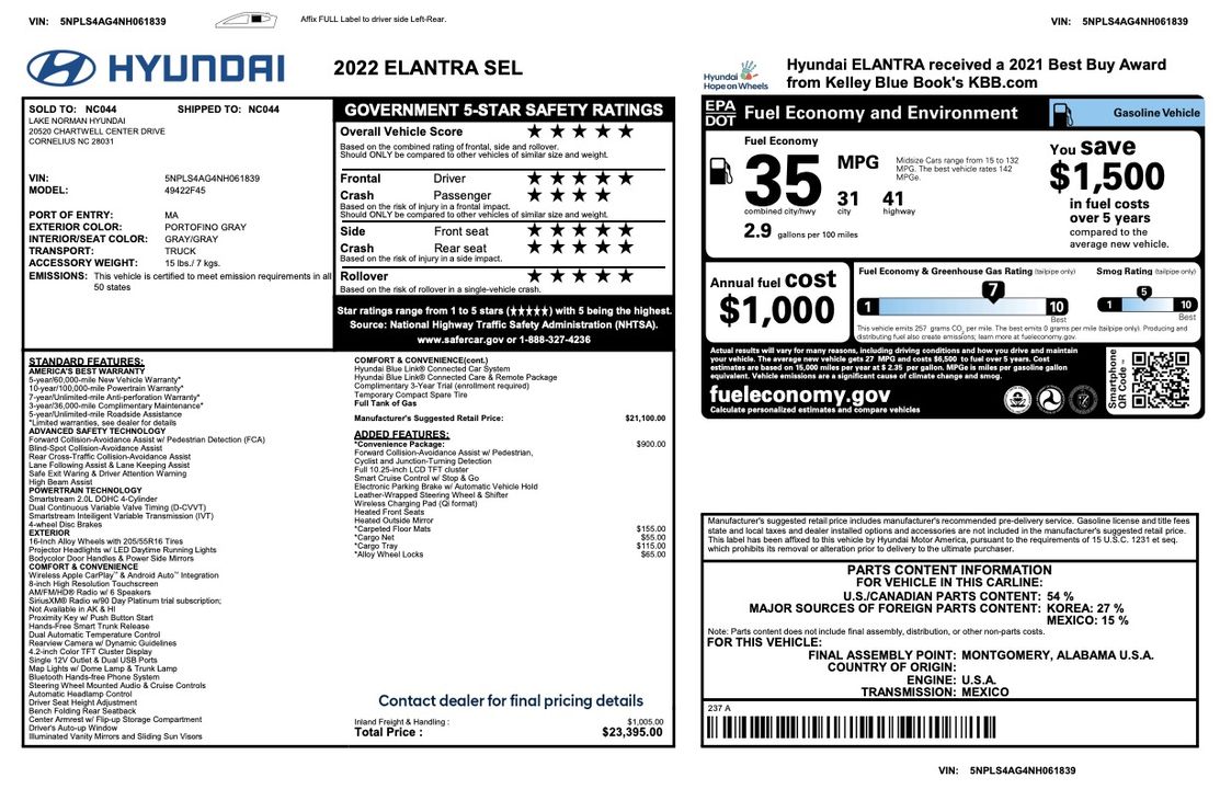 2022 Hyundai Elantra SEL