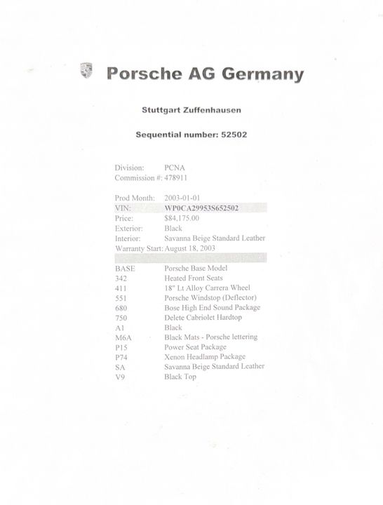 2003 Porsche 911 Carrera