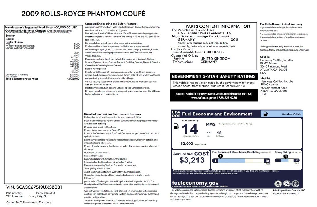 2009 Rolls-Royce Phantom Coupe