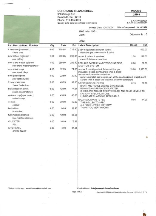 1960 Mercedes-Benz 190SL