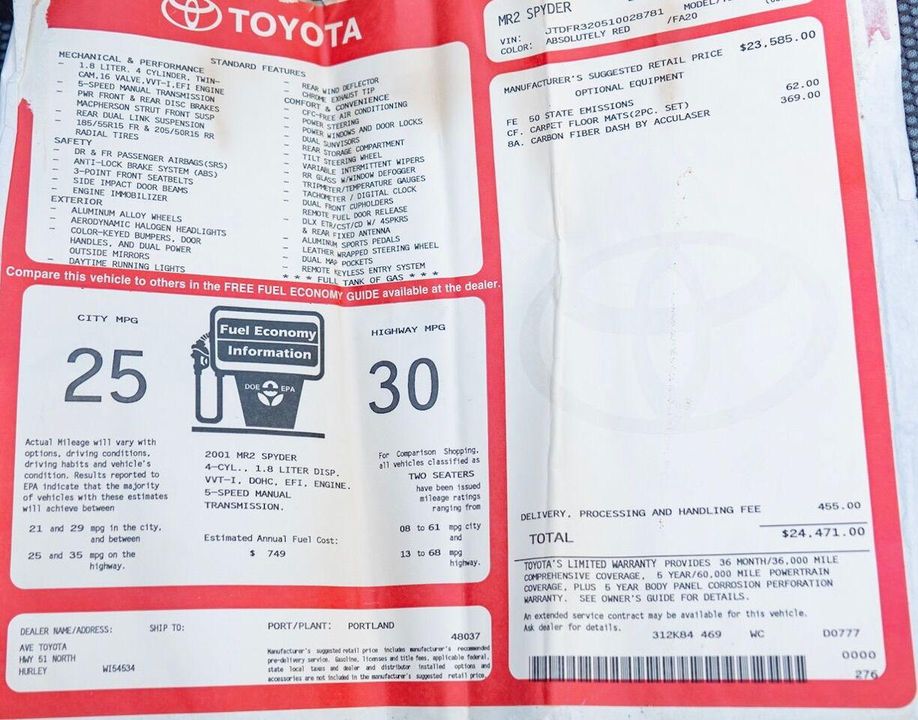 2001 Toyota MR2