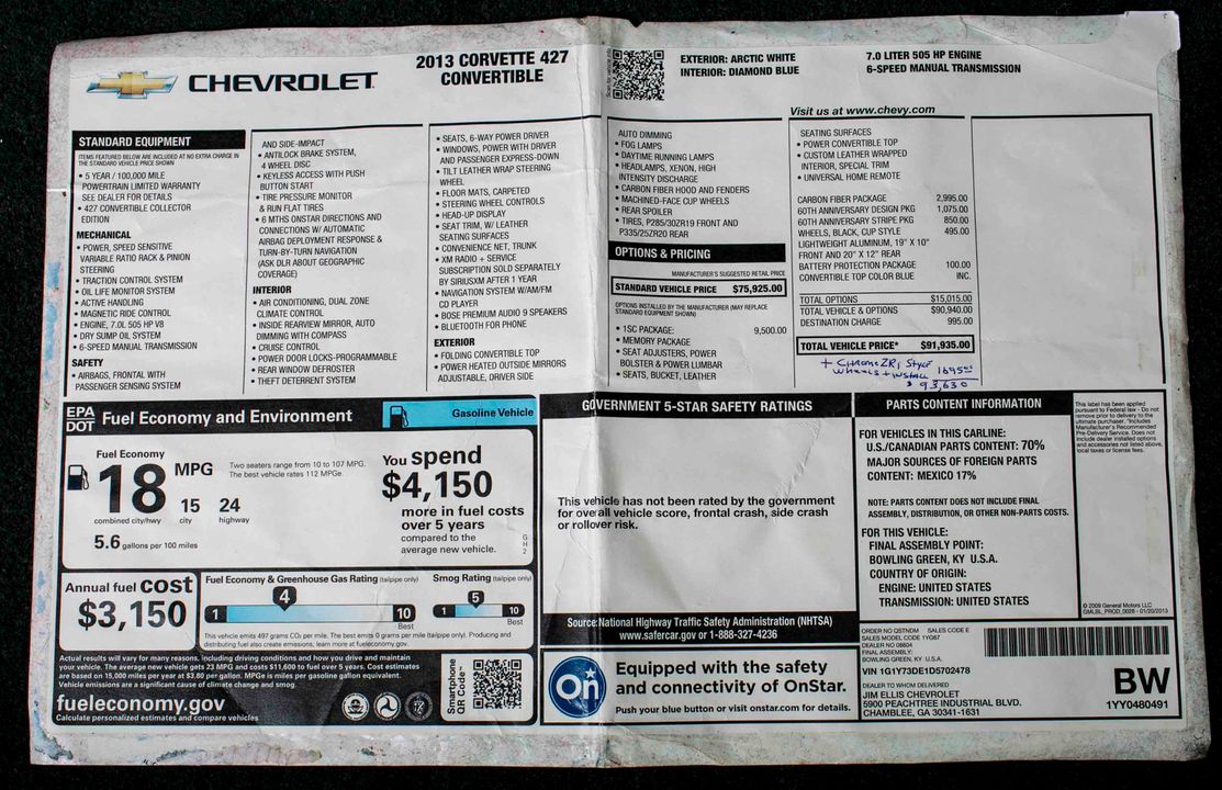 2013 CHEVROLET CORVETTE