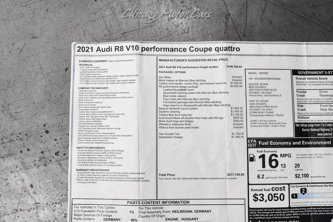 2021 Audi R8 5.2 V10 performance Coupe quattro