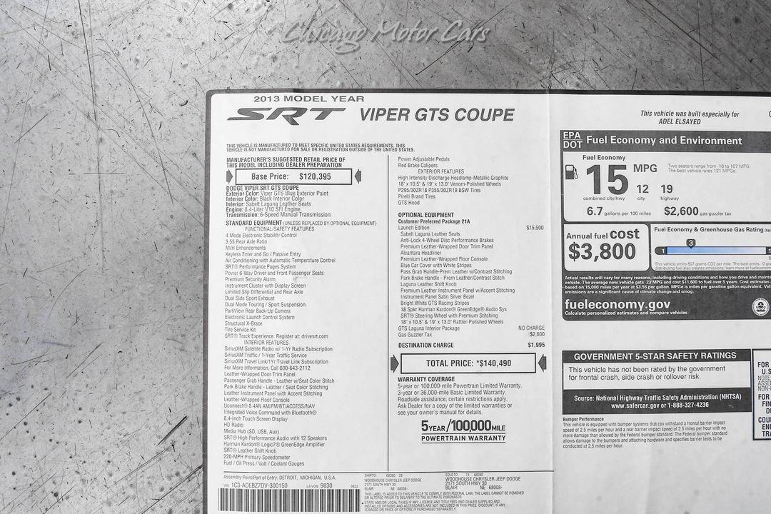 2013 Dodge SRT Viper GTS