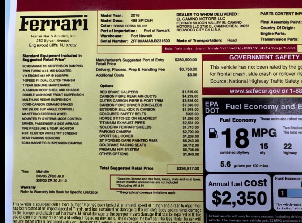 2018 Ferrari 488 Spider