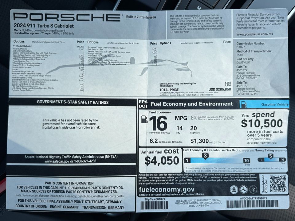 2024 Porsche 911 Turbo S Cabriolet