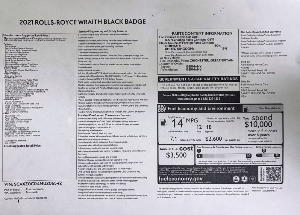 2021 Rolls-Royce Wraith